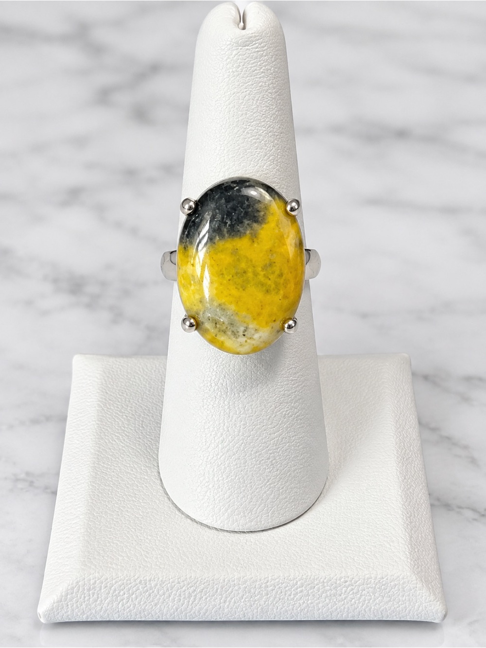 TGGC Bumble Bee Jasper 925 Sterling Silver Ring Size 7